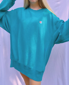 (L) Teal Champion Reverse Weave Sweatshirt